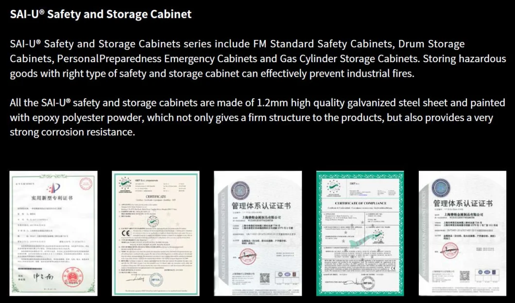 Factory Custom Sai-U Fireproof Safety Storage Cabinet for Flammable Liquids Hazardous Substance Storage