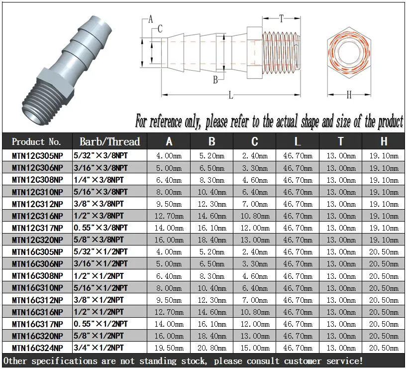 Plastic 3/4&quot;NPT Male Threaded Adapter 1/2&quot; Hose Barbed Union Black Pipe Fittings