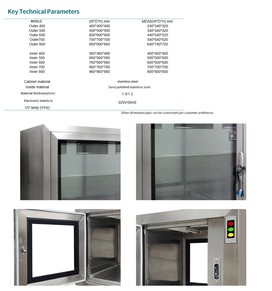 Cleanroom Pass-Through Box Laminar Air Flow Ozone Sterilization Transfer Window Pass Box