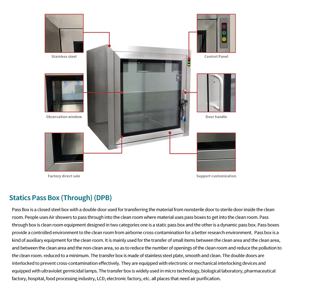 Cleanroom Pass-Through Box Laminar Air Flow Ozone Sterilization Transfer Window Pass Box