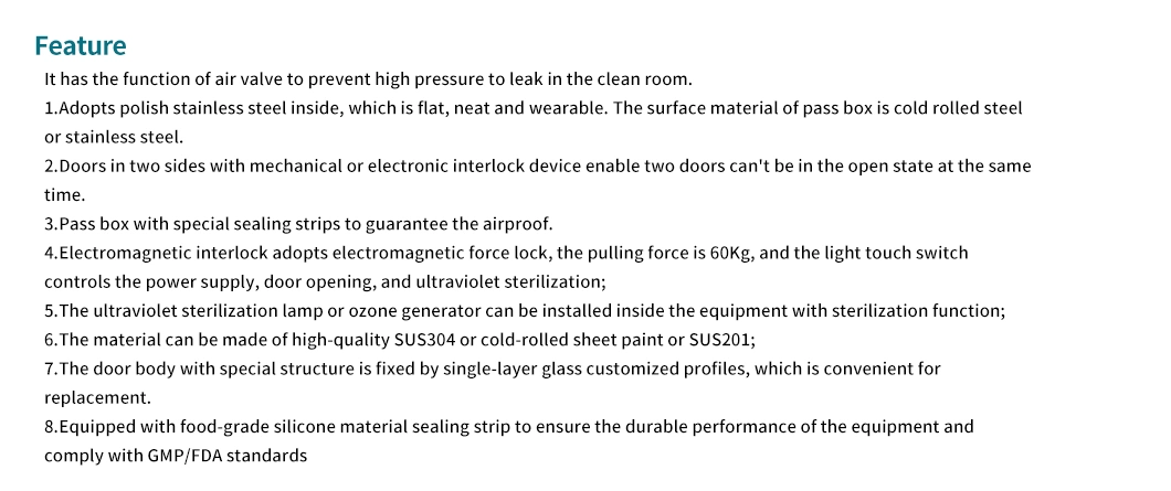 Cleanroom Pass-Through Box Laminar Air Flow Ozone Sterilization Transfer Window Pass Box