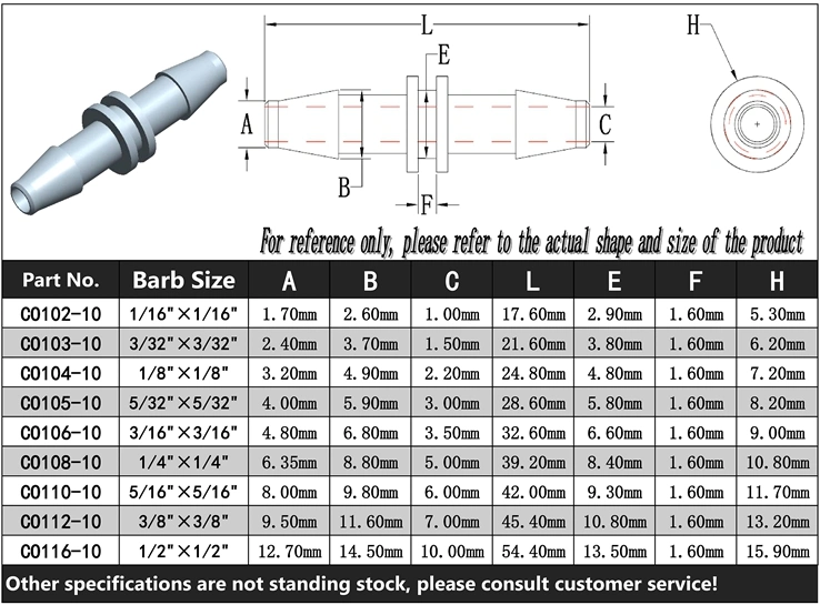 3/16&quot; 4.8mm T Fitting Equal 3 Ways Barbed Tubing Connections Plastic Hose Barb Fittings